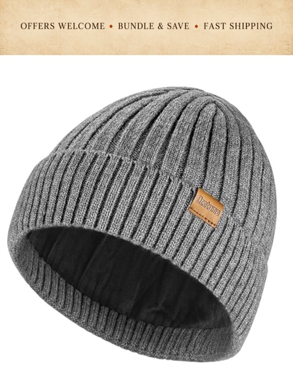 Unisex Cuffed Winter Beanie Hat with Flannel Lining